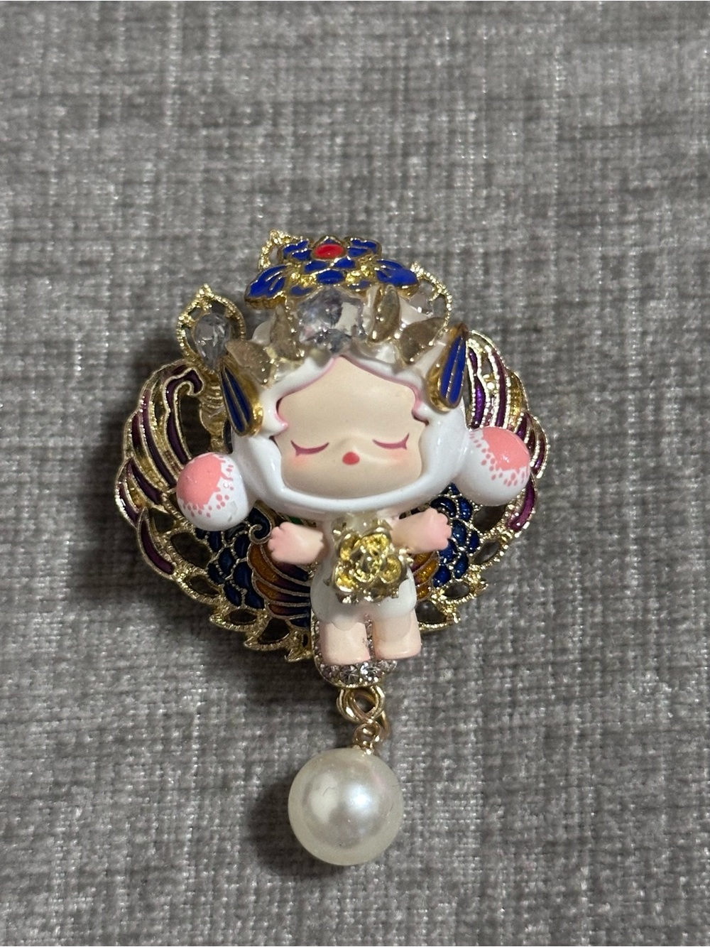 Skullpanda Brooch with Pearl Drop - Customized